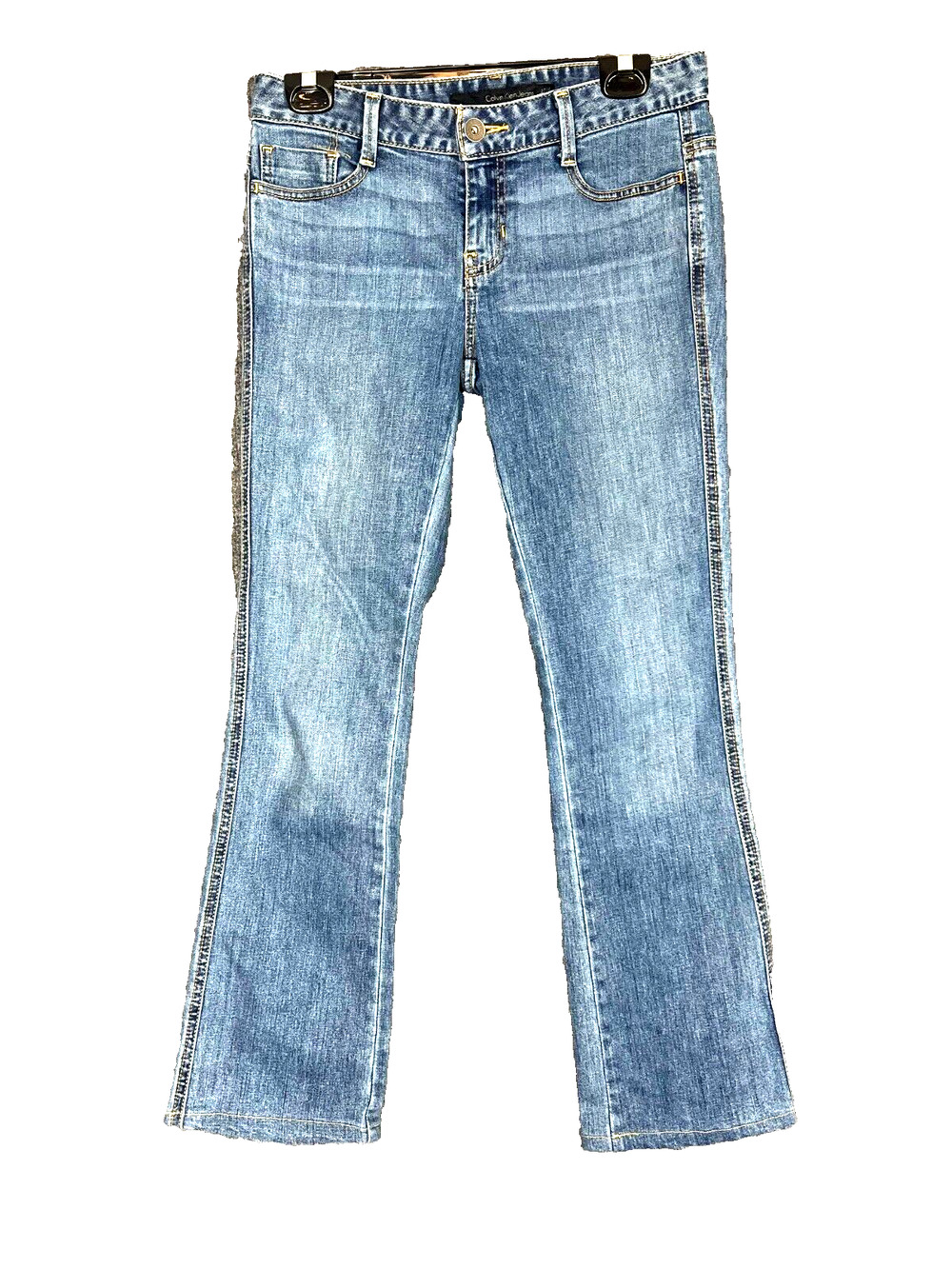 Calvin Klein Flared Jeans Womens Size 27 Blue Denim Pockets Retro Casual Comfort